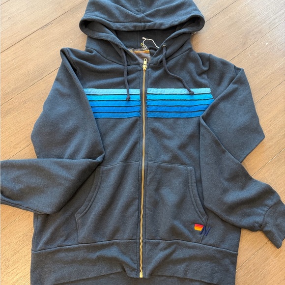 NWT - Aviator Nation 5 Strip Navy Hoodie - Picture 2 of 4